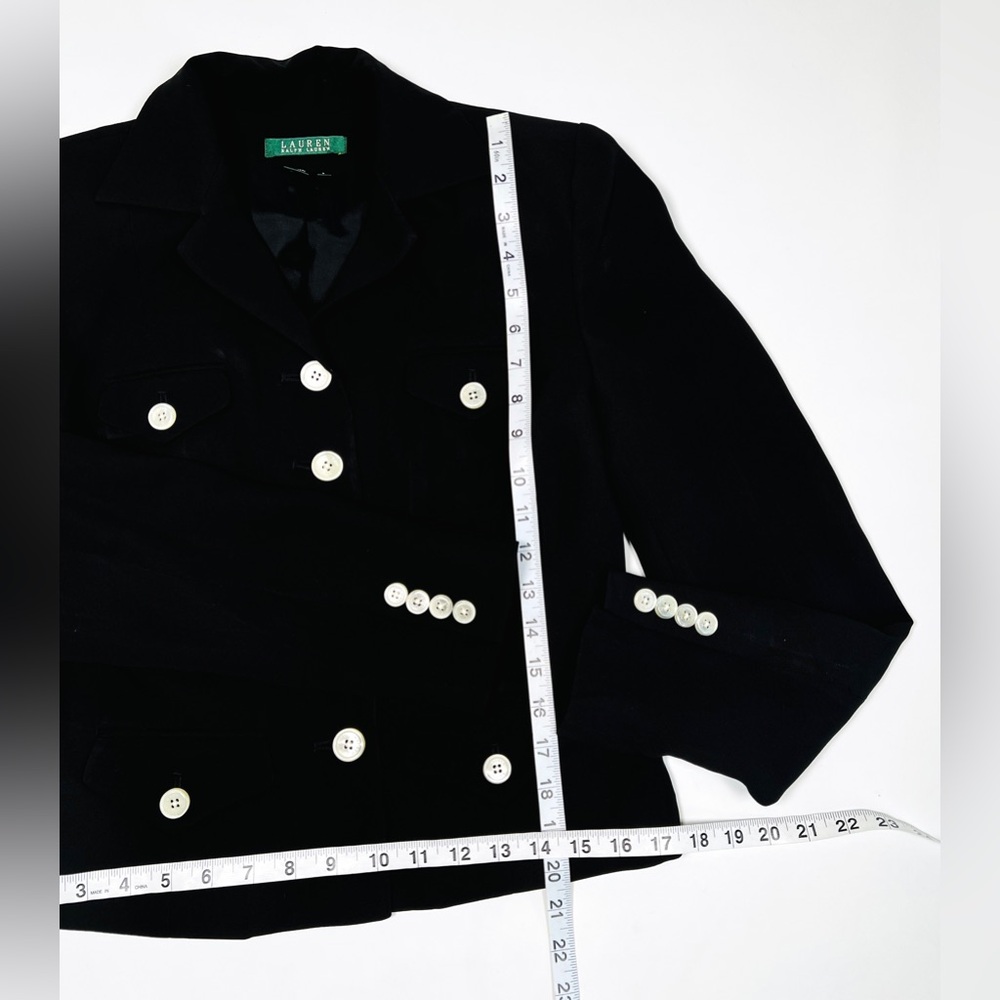 LAUREN RALPH LAUREN Womans Blazer Size 6 Black Silk Fitted - Picture 7 of 13